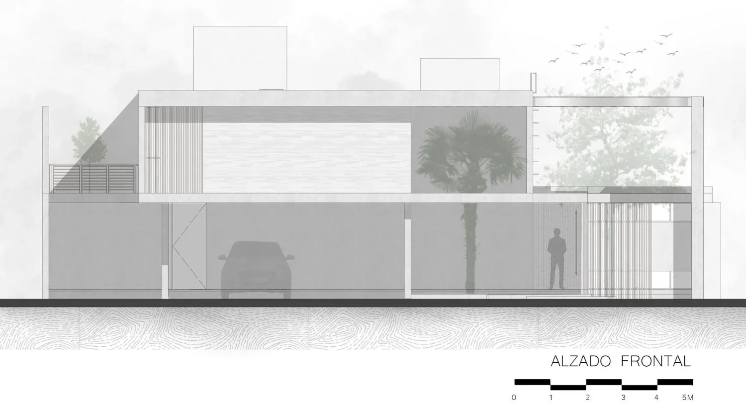Plano Alzado Frontal del proyecto Casa Arenal