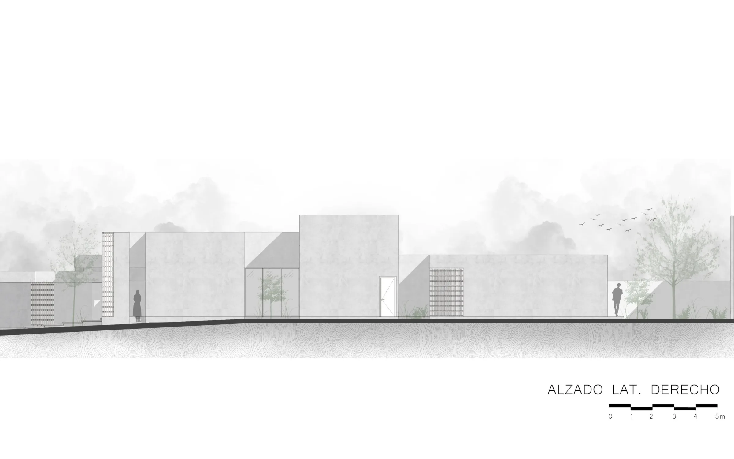 Plano Alzado Lateral Derecho del proyecto Casa DM