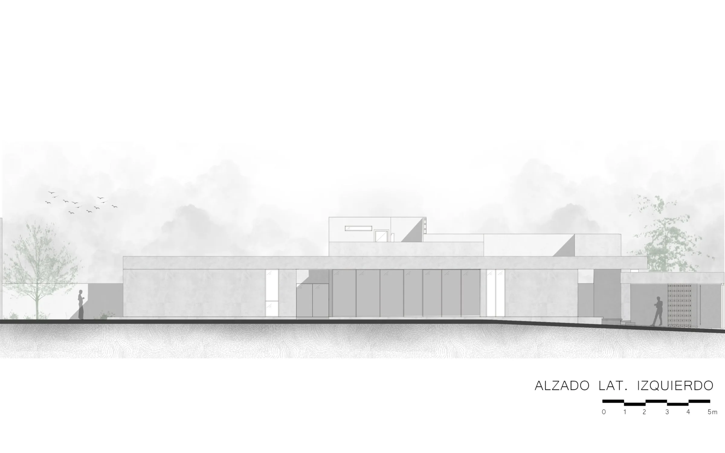 Plano Alzado Lateral Izquierdo del proyecto Casa DM