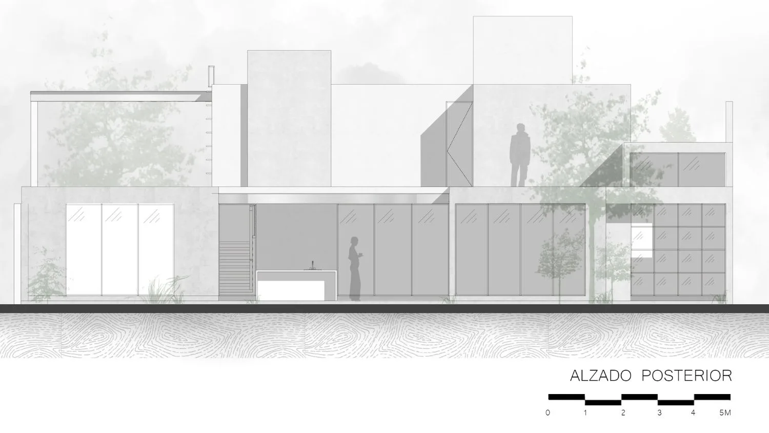 Plano Alzado Posterior del proyecto Casa Arenal