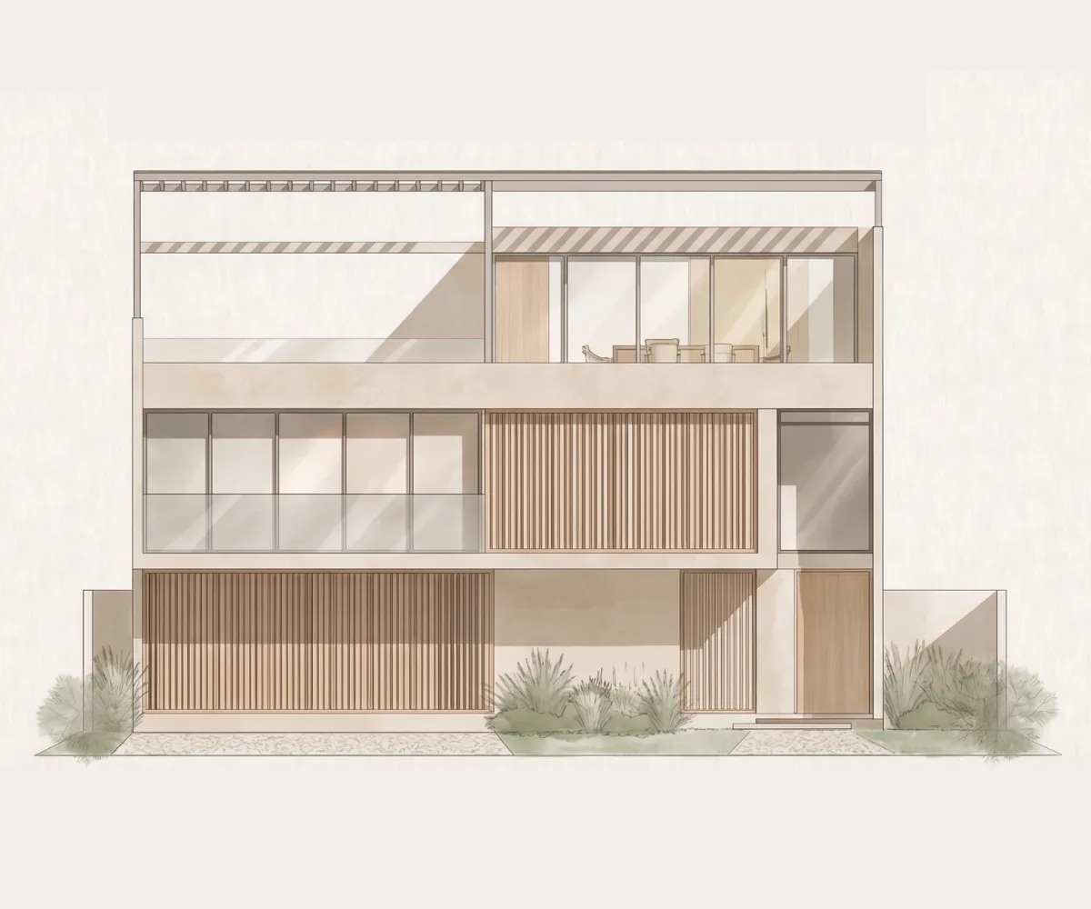 Plano Alzado Sur del proyecto Casa GT